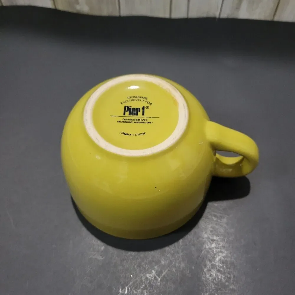 Pier 1 Large Stoneware Soup Mug Green 5